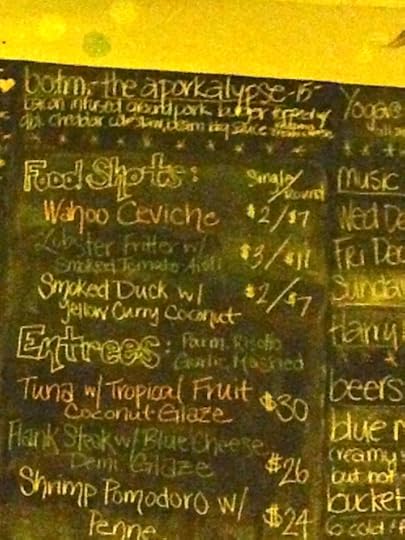 One chalk menu. And yes, they're all amazing. This is from Eat@Cane Bay. <br />Fantastical place.