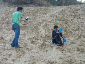 sledging down Merthyr Mawr