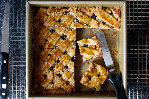 linzer torte, cut into squares