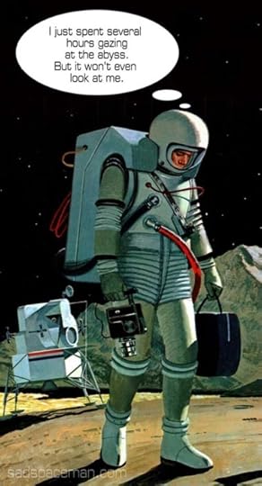 Sad Spaceman walking on the moon