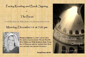 Come enjoy your favorite holiday beverage fireside and listen to selections from While Bethlehem Sleeps. Signed copies will be available for purchase. Hope to see you there!