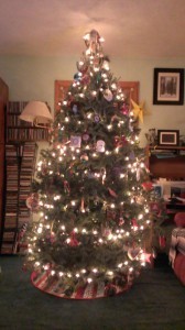 Our tree, all pretty and ready for celebrations!
