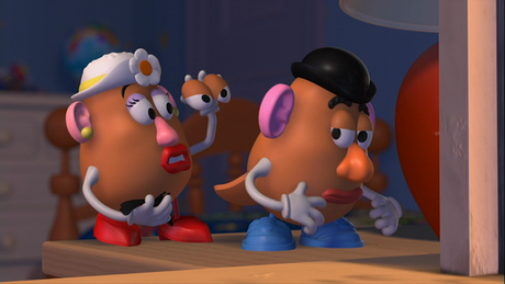 Mr. and Mrs. Potato Head in blooper outtake to 'Toy Story 2' (c. Walt Disney Pictures presents Pixar Animation Studios 1999)
