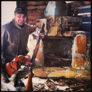 Andy and Misty admire the old stone hearth. 