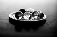 Marbles on a drink coaster