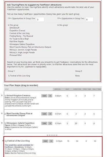 FastPass+ Suggestions for Animal Kingdom