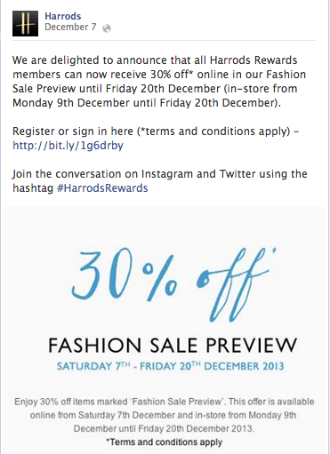 Harrods Facebook