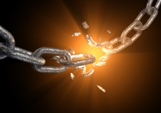 explosed link on a chain