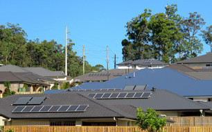 solar panels on suburban roofs