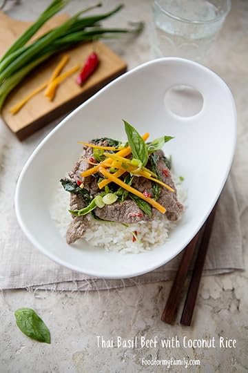 Thai Basil Beef with Coconut Rice #recipe via FoodforMyFamily.com