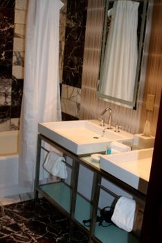 There's not much counter space in some of the WDW hotel bathrooms. A hanging cosmetics bag can help.