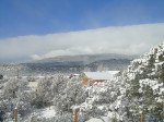 Look close, you can see the snow swirling off the trees all across the mountain
