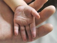 baby hand in parent palm