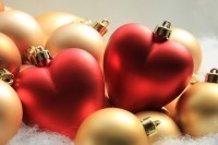 red heart shaped christmas ornaments