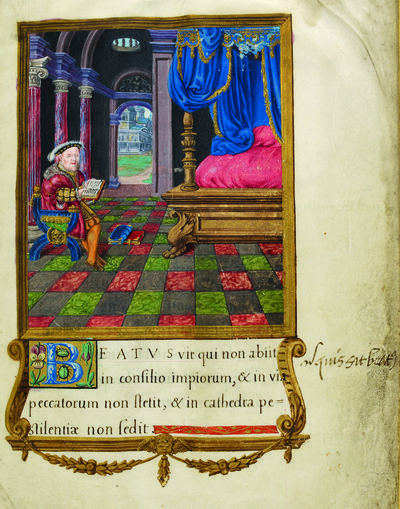 Henry VIII as David, Henry VIII's Psalter, London c. 1540, Royal 2 A xvi
