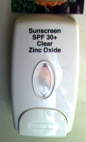 Sunscreen dispenser at Tohono Chul