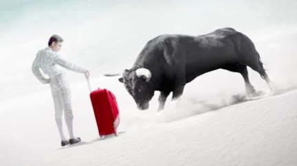 From a Samsonite Spinner commercial, produced by ad agency Moxie and Superfad.