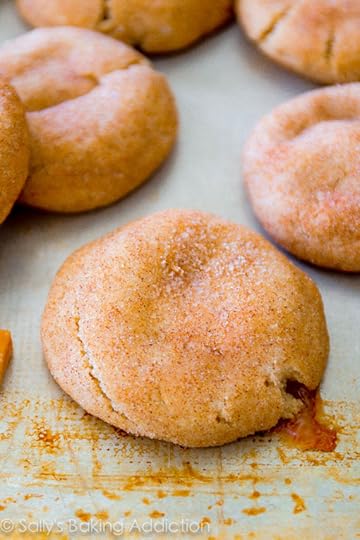Chewy Caramel Surprise Snickerdoodle Cookies - with gooey caramel inside! No mixer required.