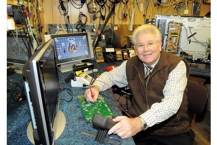 Cyril Dennis retires after 53 years repairing TVs.