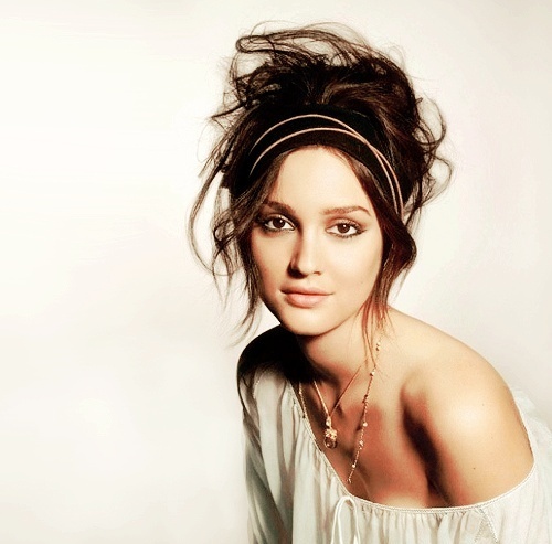 messy updo with thin double headband