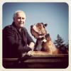 Ian Dunbar with his American Bulldog, Dune