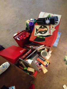 Crappy photo of gifts, post-opening. I'm not the best at documenting things.