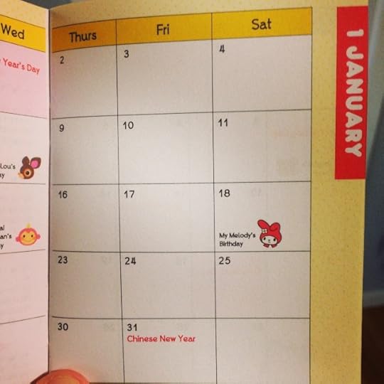 Opened my hello kitty planner and I share a birthday with My Melody!! 1/18
