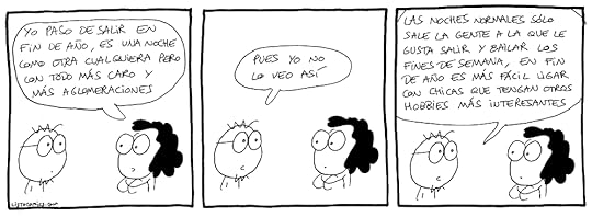 Tira cómica sobre por qué salimos todos como borregos en Nochevieja.