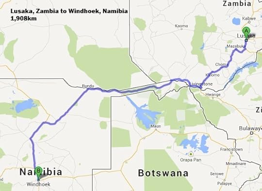 Option #1 - Lusaka to Windhoek - 700km of already ridden roads, and the rest of it likely a yawner.
