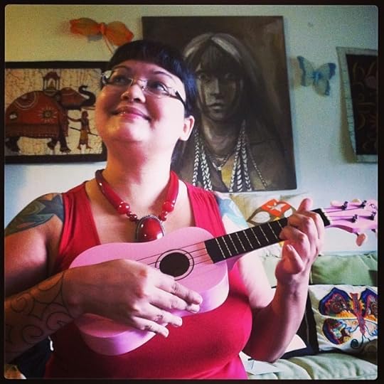 Zuzu and her ukulele, Amanda. 