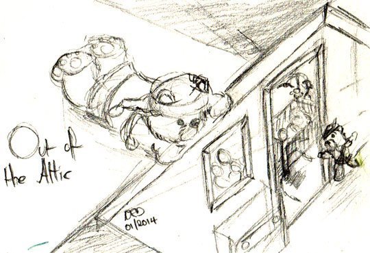 Out of the Attic - Pencil Concept by Nick Davis