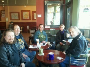 From Left, Conrad Zero, Joel Arnold, Abra Staffin-Wiebe, Dana Baird and our host, Terry Faust
