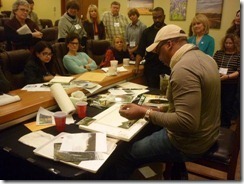 E. B. Lewis painting at Austin SCBWI 