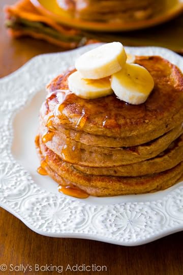 Simple Whole Wheat Banana Pancakes made with Greek yogurt, banana, whole wheat flour, and not much else!