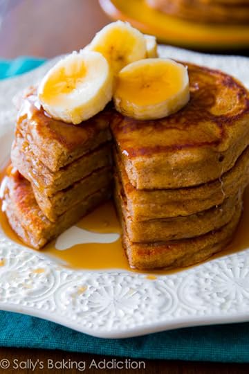 Simple Whole Wheat Banana Pancakes made with Greek yogurt, banana, whole wheat flour, and not much else!