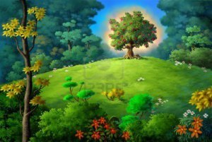 202585-a-fruit-tree-glowing-on-top-of-a-small-hill