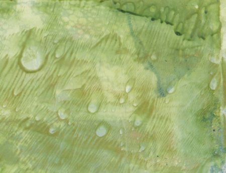 Acrylic paint: sap green, blue, fine gold on Yupo.