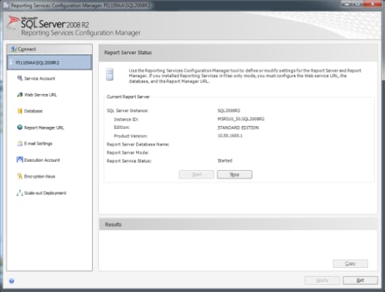 Reporting Services Configuration Manager - Report Server Status