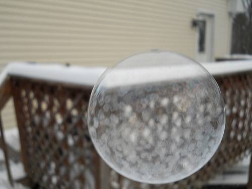 frost pattern forming on bubble