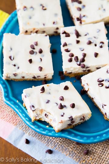 Love these 128 calorie Skinny Chocolate Chip Cheesecake Bars. They don't even taste light! 