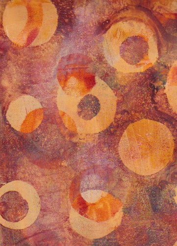 Background in progress. Monoprint on watercolor paper.