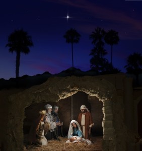 Christmas Nativity with Mary, Joseph, the Three Wise Men and baby Jesus