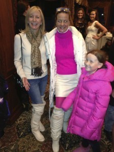 My shearling suit of armor and my best vintage shopping friend who showed me the boots!