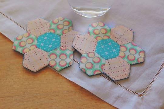 Hexi Patchwork Fabric Coaster Made Peachy