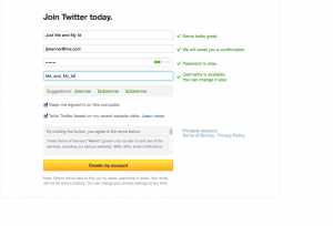 Screenshot of Twitter Set Up Page