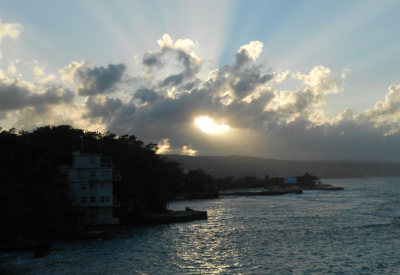  sunset over golden eye