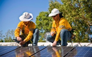 installing solar panels - image courtesy APVI