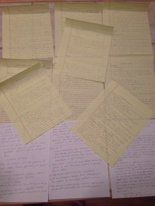 The twelve pages of fastidious notes I took during my research for this book. They only make me look a teensy tiny bit like a serial killer, no?