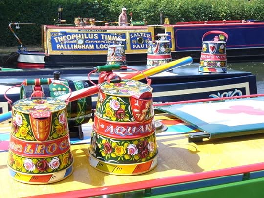 The colorful items that appear on other canal boats