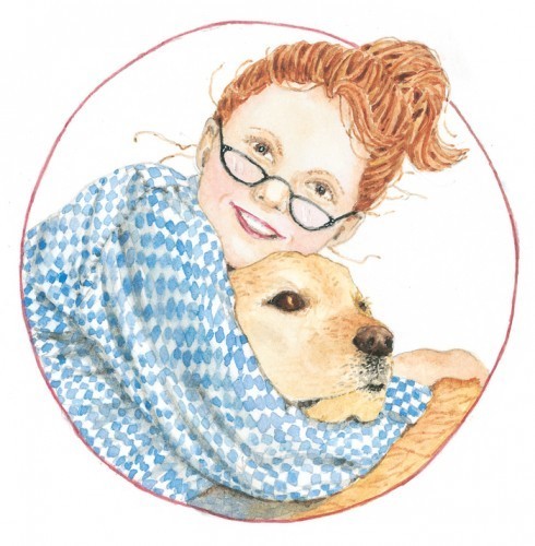 girl and dog